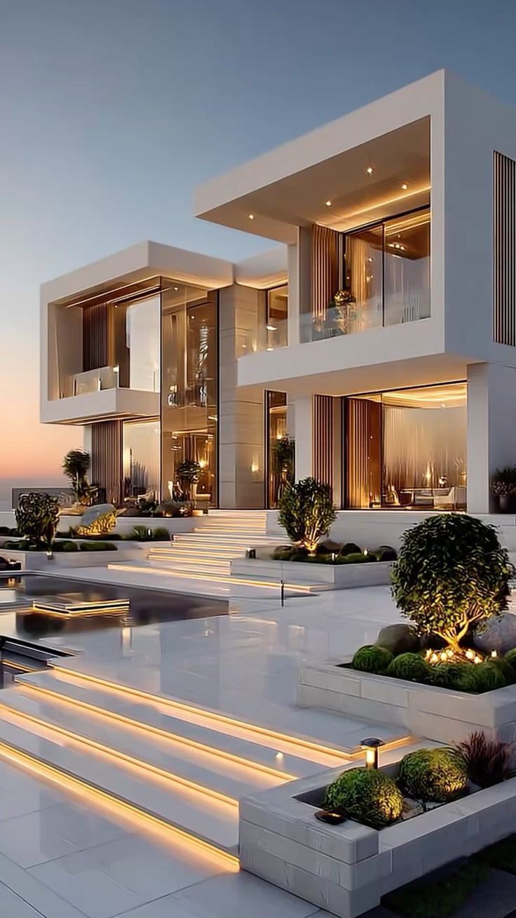 نورپردازی نمای ساختمان یک‌طبقه